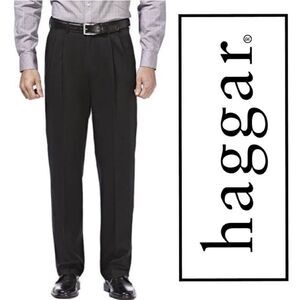 Haggar 32X30 Black Pleated Dress Pants Men’s Iron